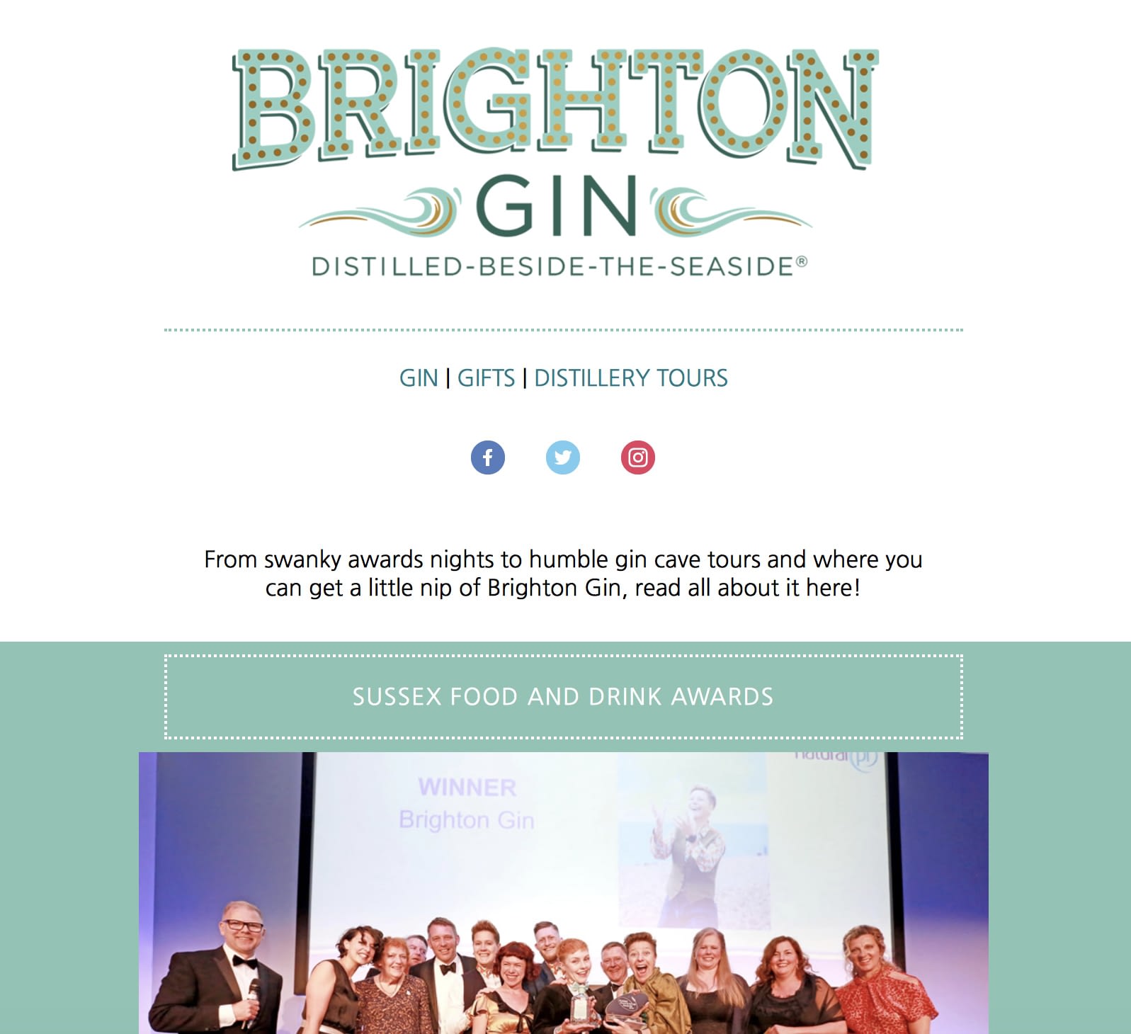 Brighton Gin newsletter design by Shake It Up Creative