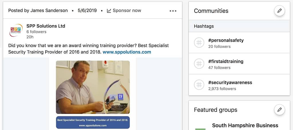 Associate hashtags with your company page: LinkedIn updates