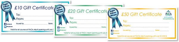 Shake up your Christmas shopping with the gift of learning - PACA Adult Learning Sussex Gift certificates