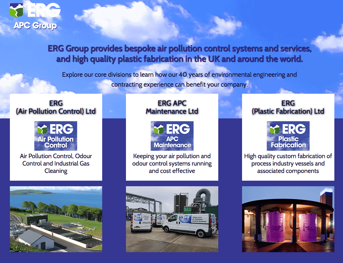 Web design for ERG Group
